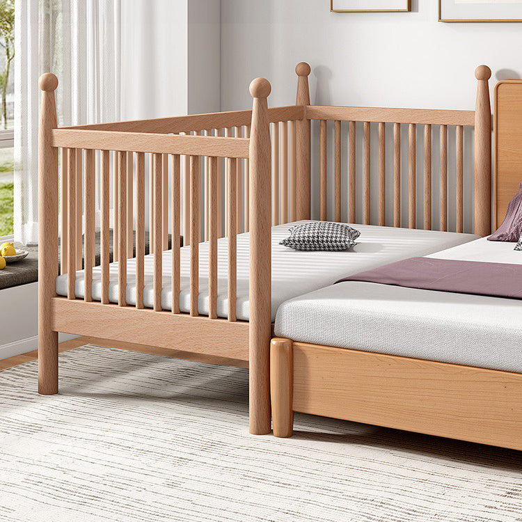 Traditional Solid Wood Nursery Bed Washed Natural with Guardrail