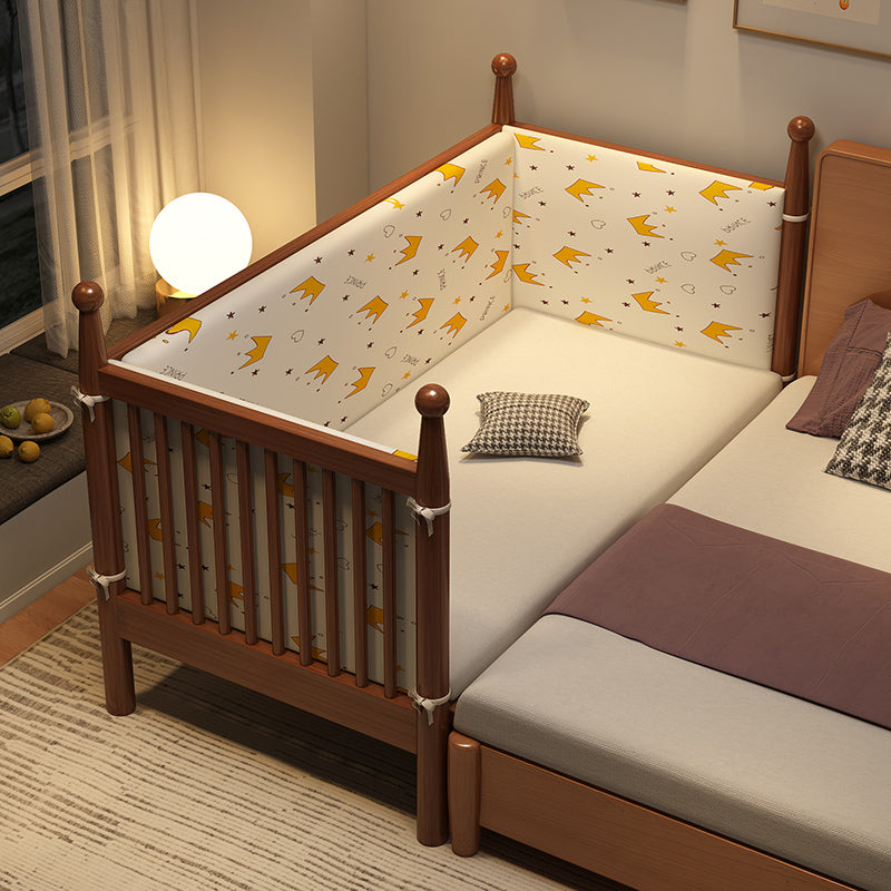 Traditional Solid Wood Nursery Bed Washed Natural with Guardrail