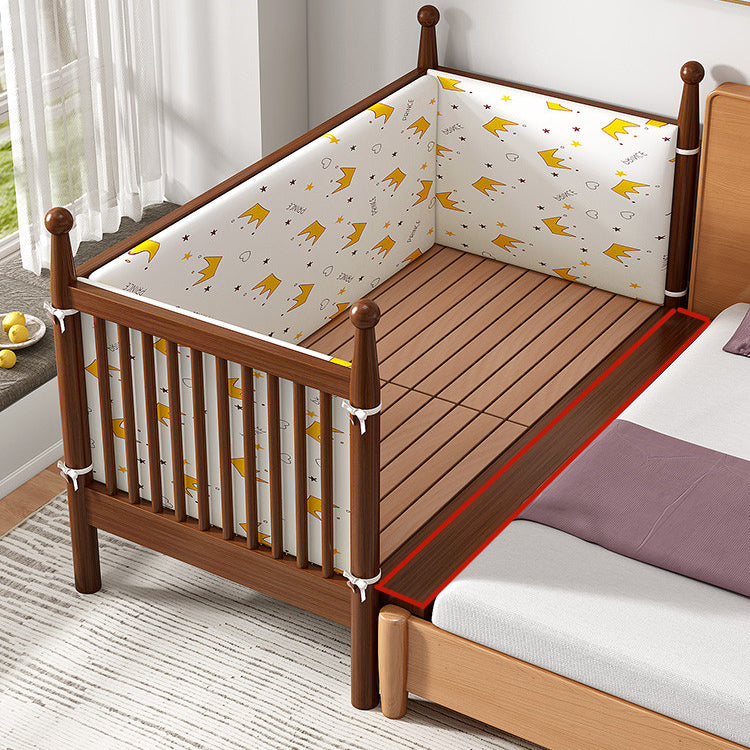 Traditional Solid Wood Nursery Bed Washed Natural with Guardrail