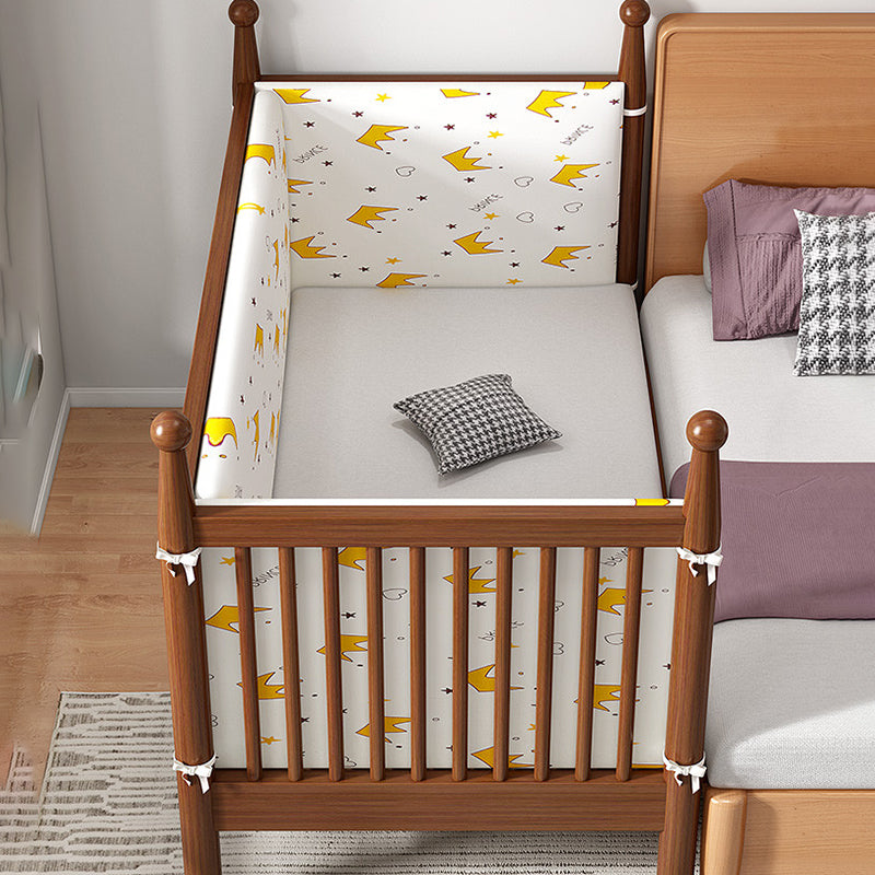 Traditional Solid Wood Nursery Bed Washed Natural with Guardrail