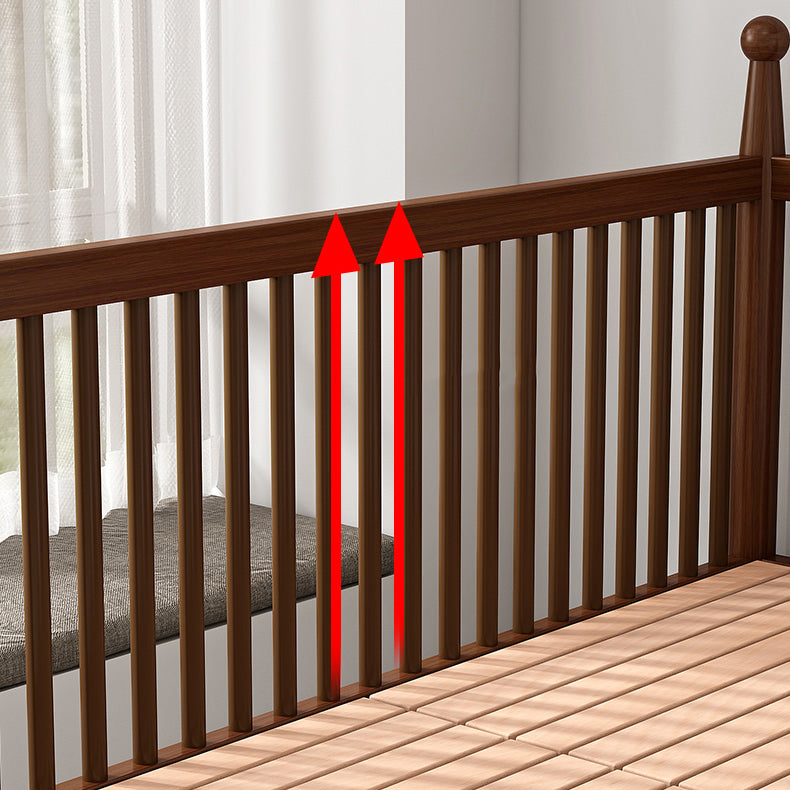 Traditional Solid Wood Nursery Bed Washed Natural with Guardrail