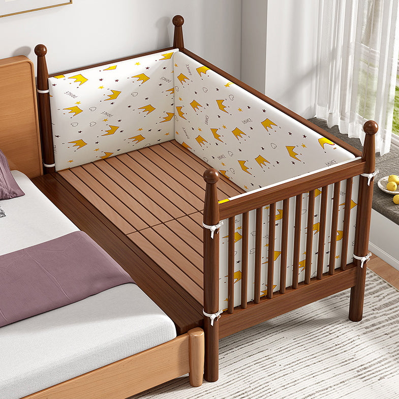 Traditional Solid Wood Nursery Bed Washed Natural with Guardrail