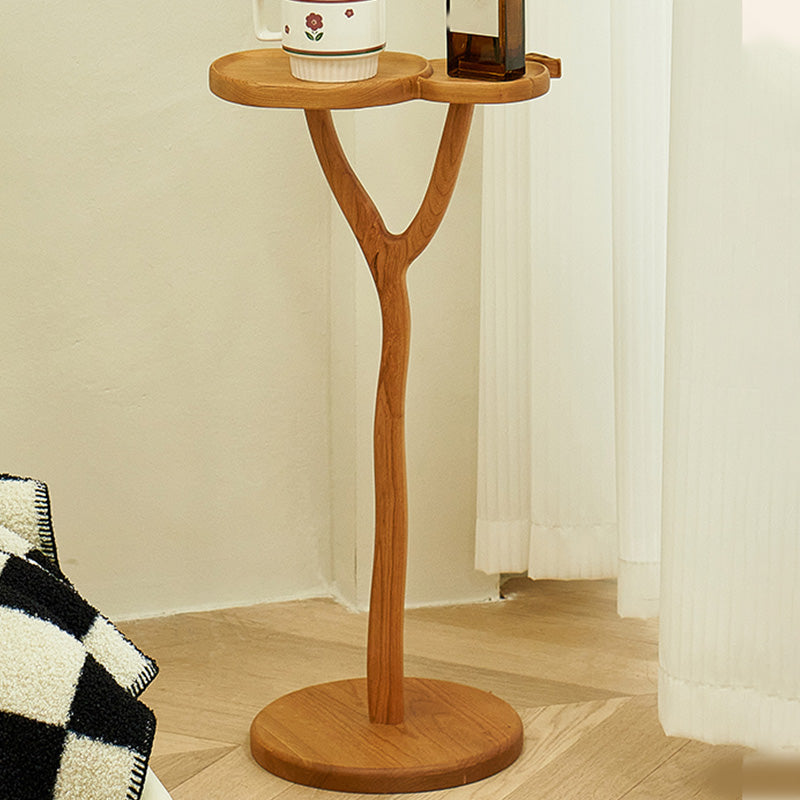 Solid Wood Corner Table Contemporary Side End Table Oval Pedestal