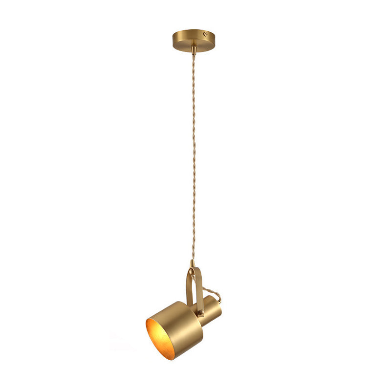 Brass Rotating Torch Pendant Lighting Postmodern 1 Head Metal Hanging Ceiling Light for Living Room