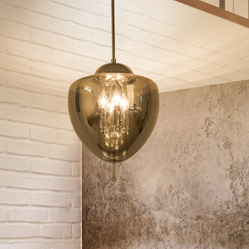 Chrome Pinecone Pendant Chandelier Industrial Clear/Smoke Gray Glass 4 Lights Restaurant Hanging Lamp Kit