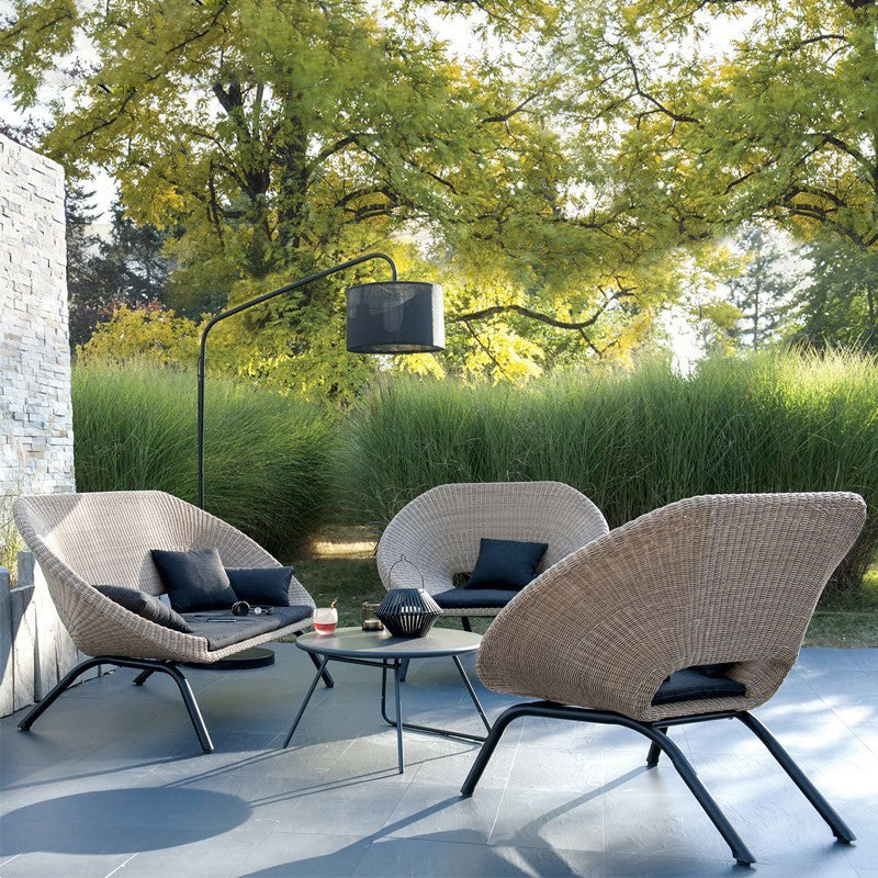 Tropical Rattan and Metal Frame Outdoor Sofa Water Resistant Patio Sofa