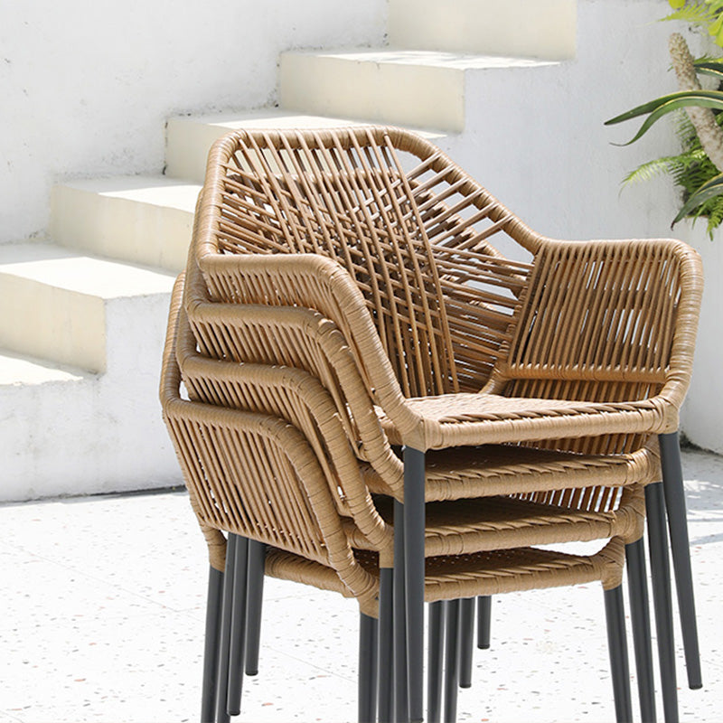 Tropical Rattan Patio Dining Chair Natural Outdoors Dining Chairs