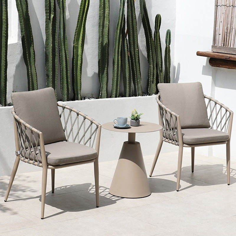 Tropical Rattan Patio Dining Chair Open Back Outdoor Arm Chair