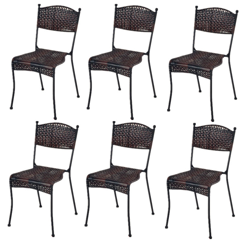 Tropical Dining Side Chair in Brown/Black Plastic with Open Back