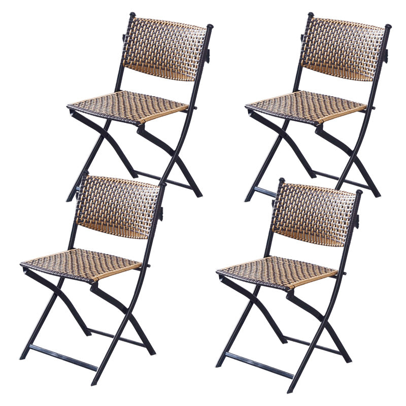 Tropical Dining Side Chair in Brown/Black Plastic with Open Back