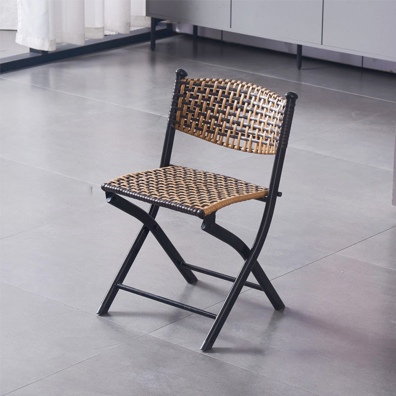 Tropical Dining Side Chair in Brown/Black Plastic with Open Back