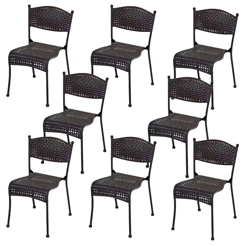 Tropical Dining Side Chair in Brown/Black Plastic with Open Back