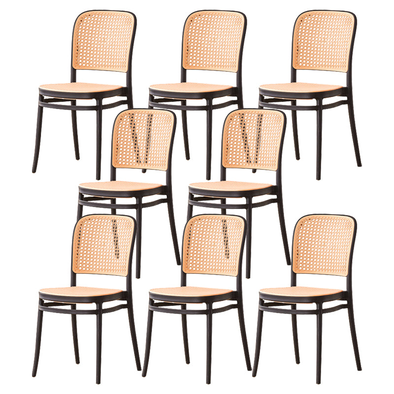 Contemporary Armles Dining Side Chair with Natural Back Stacking Chair