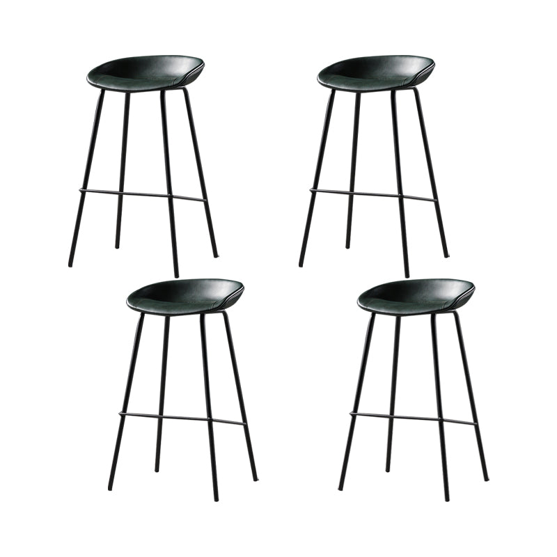 Modern Style Counter Stool Faux Leather Backless Barstool with Footrest