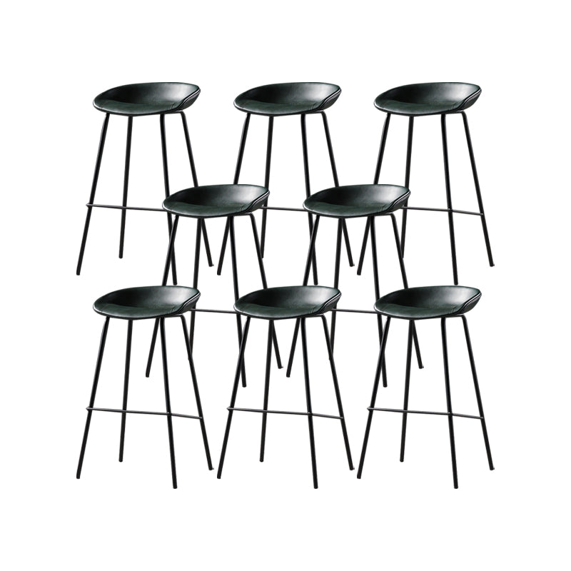 Modern Style Counter Stool Faux Leather Backless Barstool with Footrest