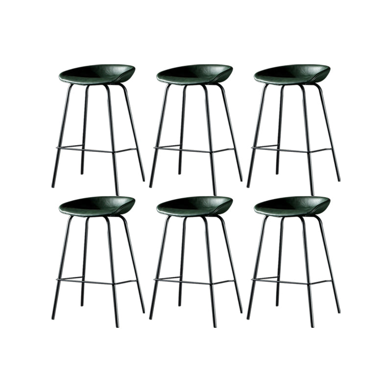 Modern Style Counter Stool Faux Leather Backless Barstool with Footrest