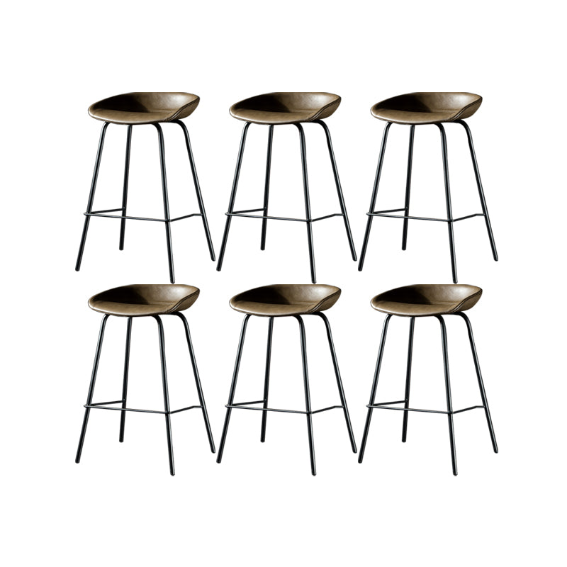 Modern Style Counter Stool Faux Leather Backless Barstool with Footrest