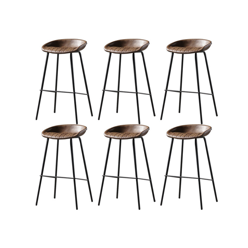 Modern Style Counter Stool Faux Leather Backless Barstool with Footrest