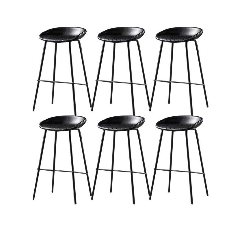Modern Style Counter Stool Faux Leather Backless Barstool with Footrest