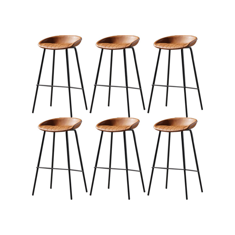 Modern Style Counter Stool Faux Leather Backless Barstool with Footrest