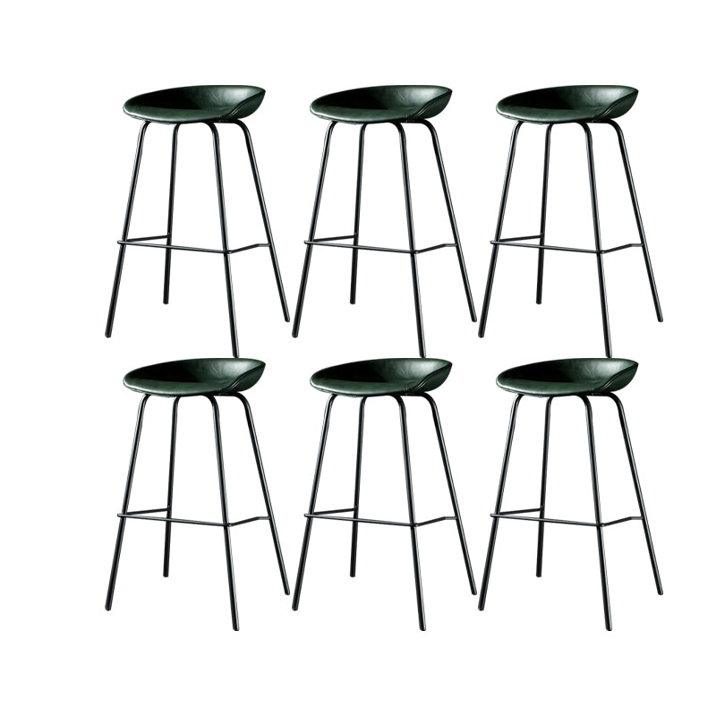 Modern Style Counter Stool Faux Leather Backless Barstool with Footrest