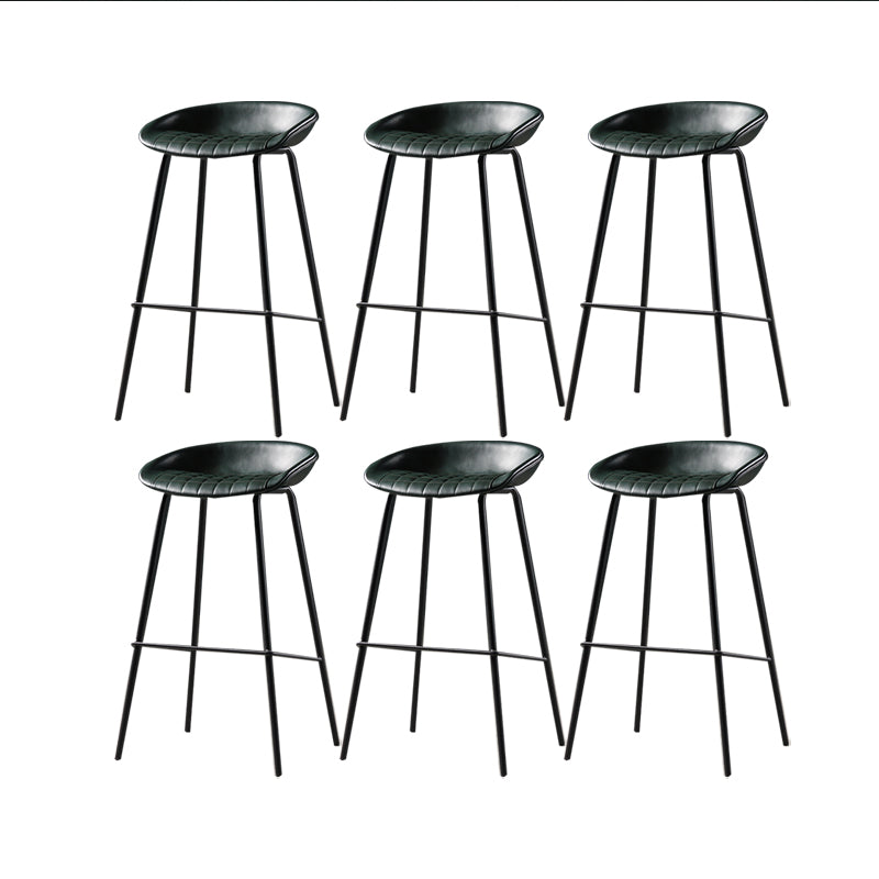 Modern Style Counter Stool Faux Leather Backless Barstool with Footrest