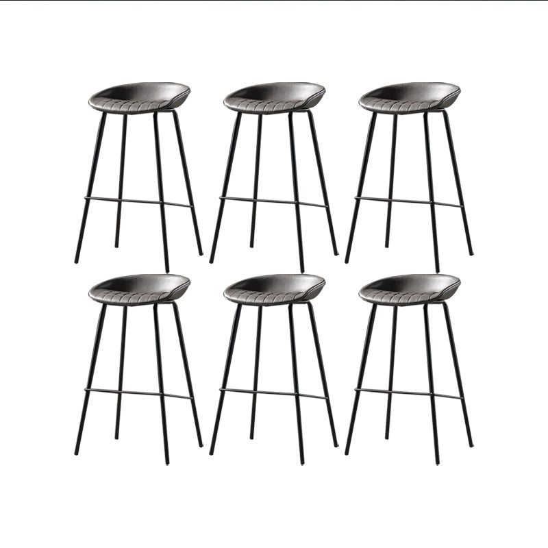 Modern Style Counter Stool Faux Leather Backless Barstool with Footrest