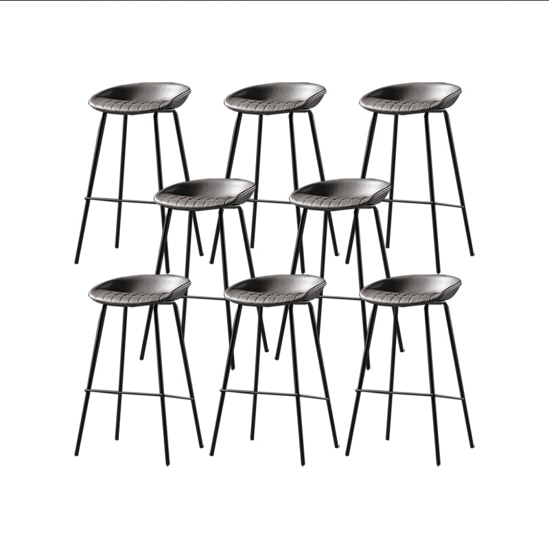 Modern Style Counter Stool Faux Leather Backless Barstool with Footrest