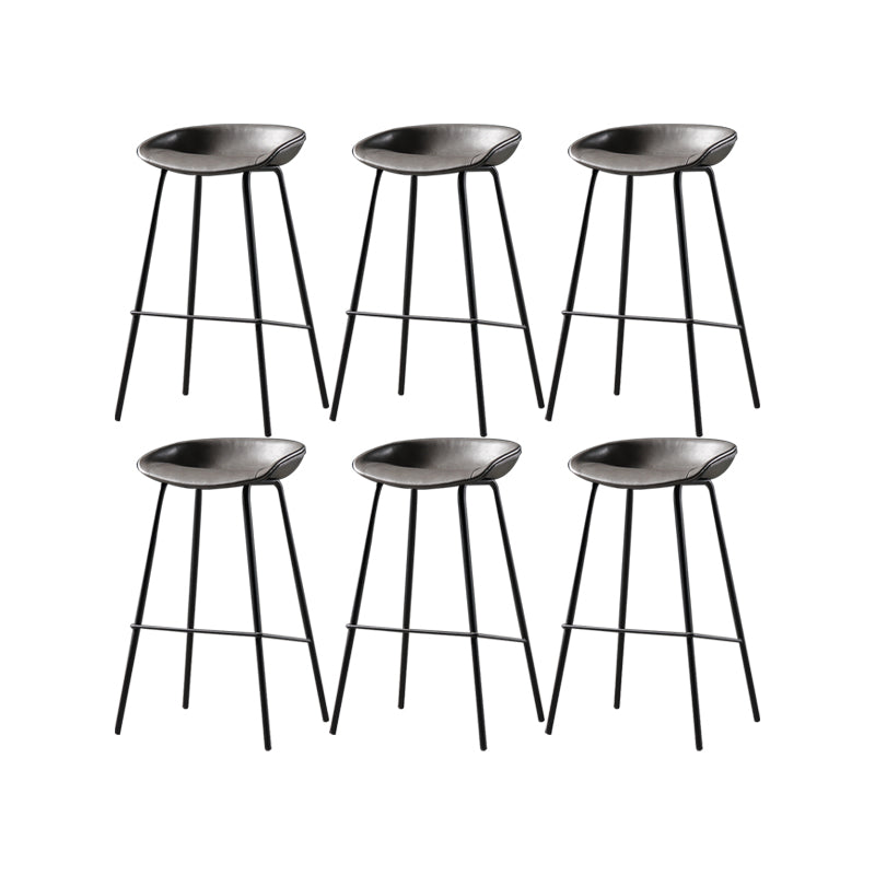 Modern Style Counter Stool Faux Leather Backless Barstool with Footrest