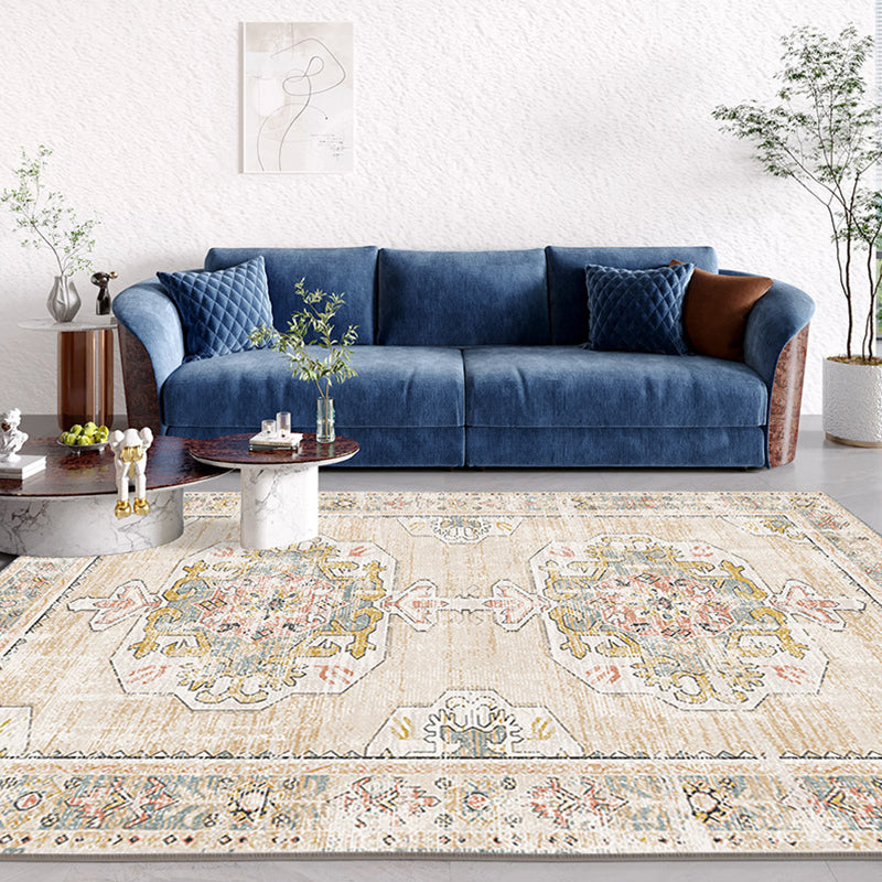 Polyster Tribal Printed Rug Boho-Chic Rectangle Rug Non-Slip Backing Living Room Carpet