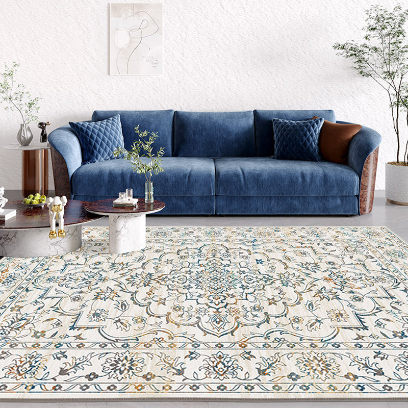 Polyster Tribal Printed Rug Boho-Chic Rectangle Rug Non-Slip Backing Living Room Carpet