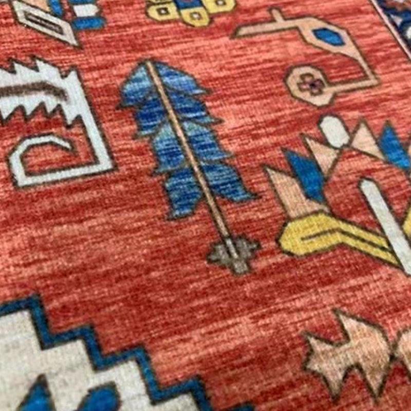 Polyster Tribal Printed Rug Boho-Chic Rectangle Rug Non-Slip Backing Living Room Carpet