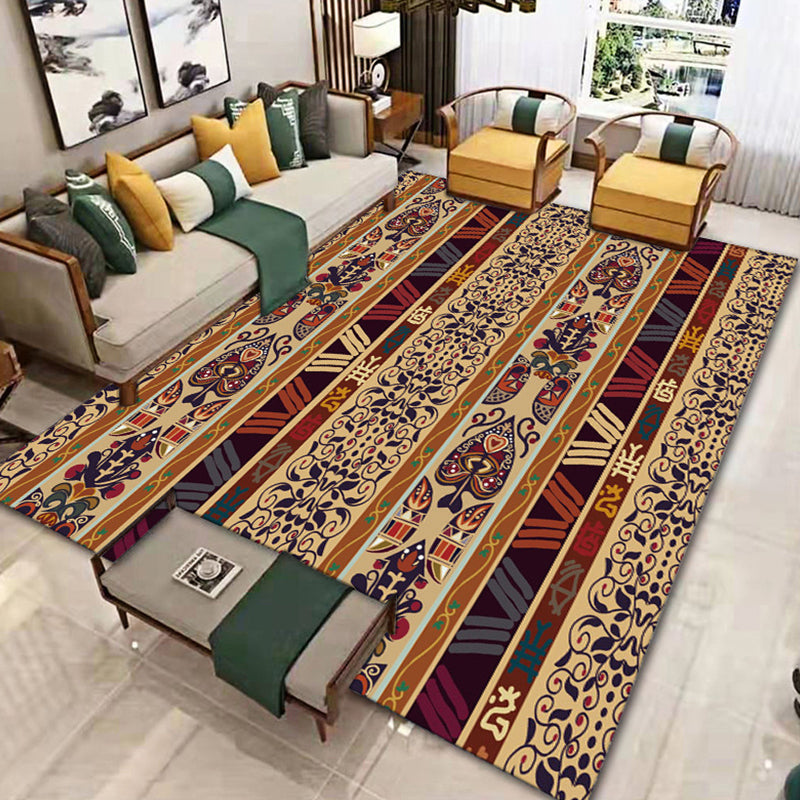 Moroccan Area Rug Polyster Rectangle Tribal Carpet Living Room Non-Slip Backing Indoor Rug