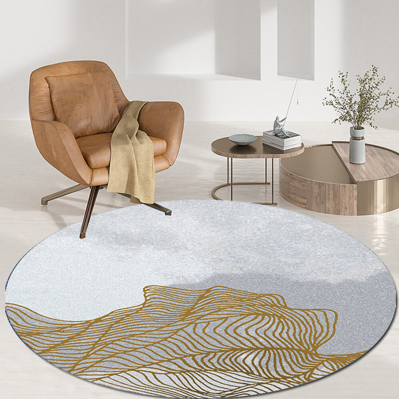 Abstract Printed Area Rug Polyster Non-Slip Backing Round Carpet Bedroom Modern Indoor Rug