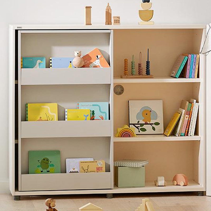 Modern Closed Back Freestanding Book Shelf with 1 Door in White