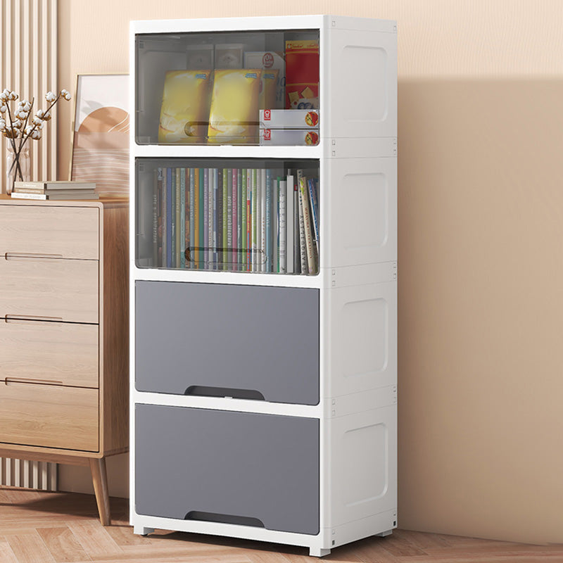 Contemporary Plastic Book Shelf with Closed Back Standard with Doors