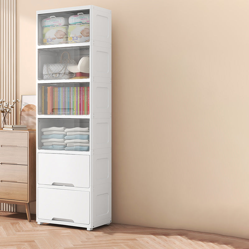 Contemporary Plastic Book Shelf with Closed Back Standard with Doors