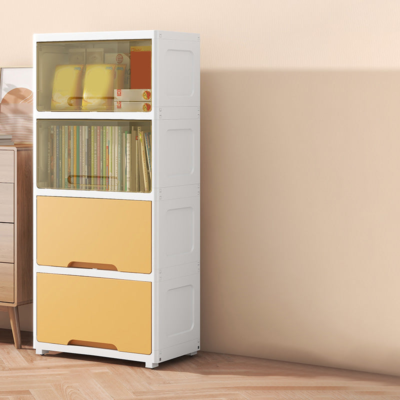 Contemporary Plastic Book Shelf with Closed Back Standard with Doors