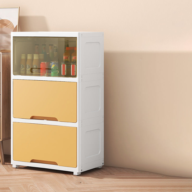 Contemporary Plastic Book Shelf with Closed Back Standard with Doors