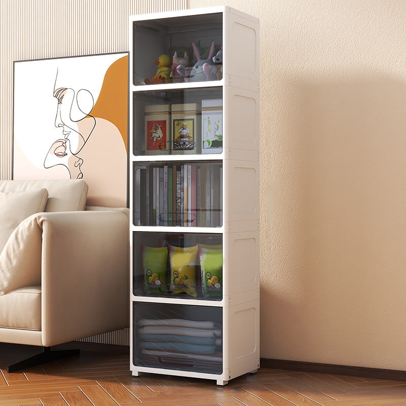 Contemporary Plastic Book Shelf with Closed Back Standard with Doors