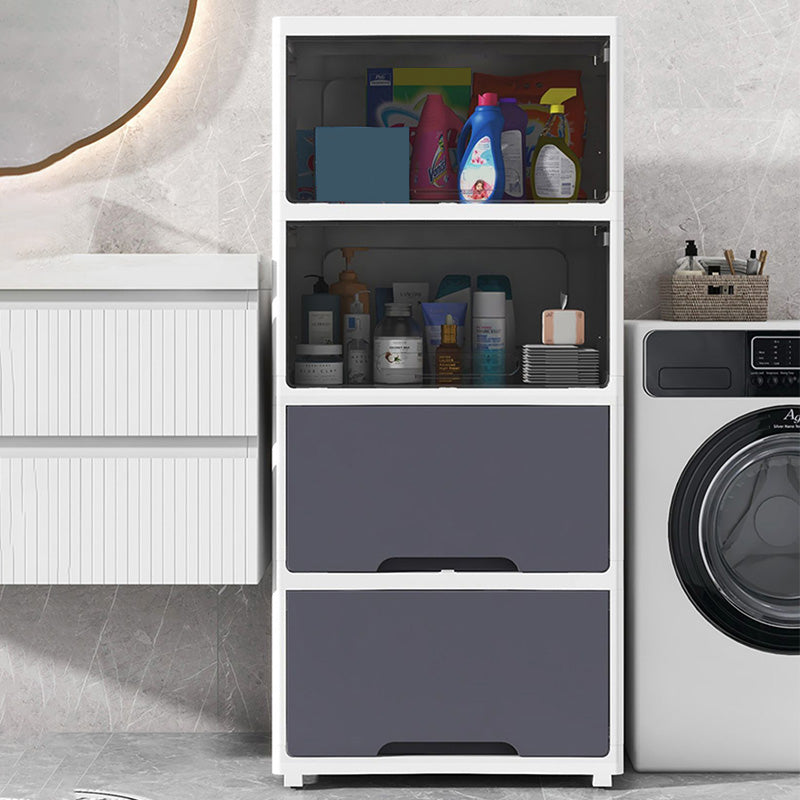 Contemporary Plastic Book Shelf with Closed Back Standard with Doors