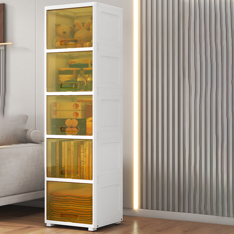 Contemporary Plastic Book Shelf with Closed Back Standard with Doors