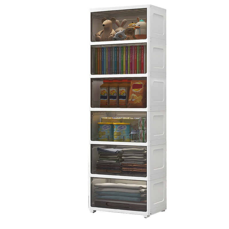 Contemporary Plastic Book Shelf with Closed Back Standard with Doors