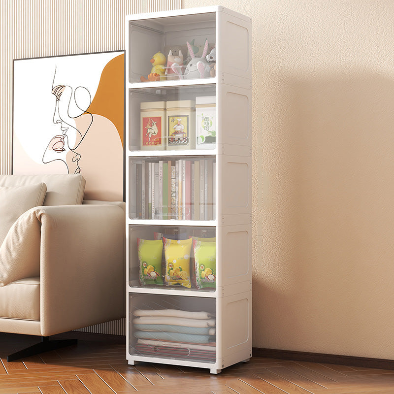 Contemporary Plastic Book Shelf with Closed Back Standard with Doors