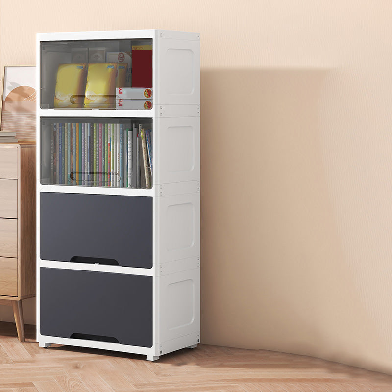 Contemporary Plastic Book Shelf with Closed Back Standard with Doors