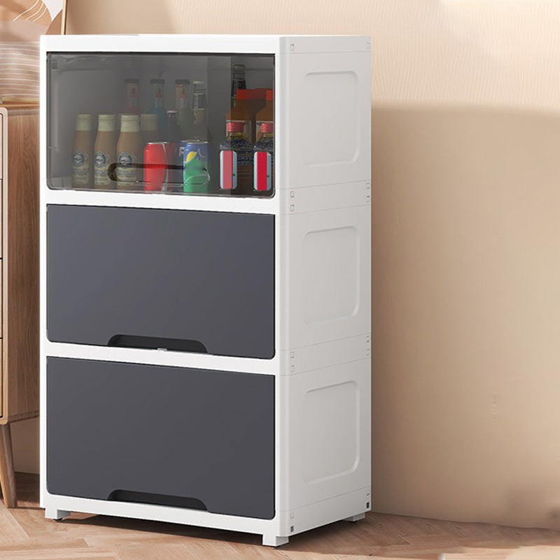 Contemporary Plastic Book Shelf with Closed Back Standard with Doors