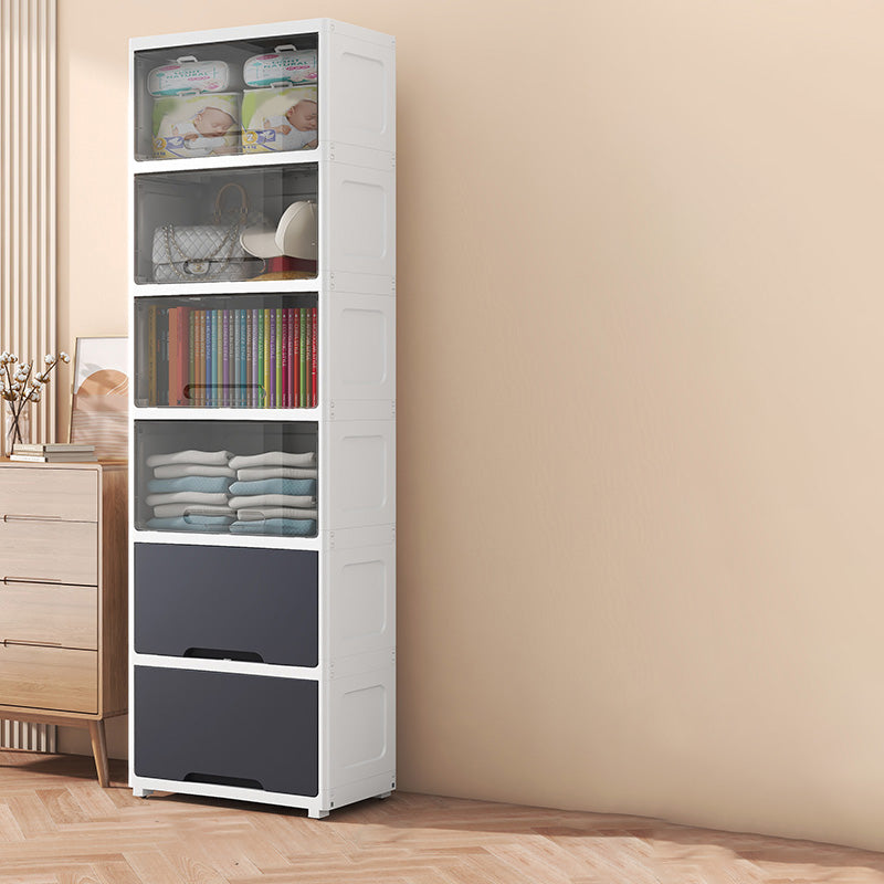 Contemporary Plastic Book Shelf with Closed Back Standard with Doors