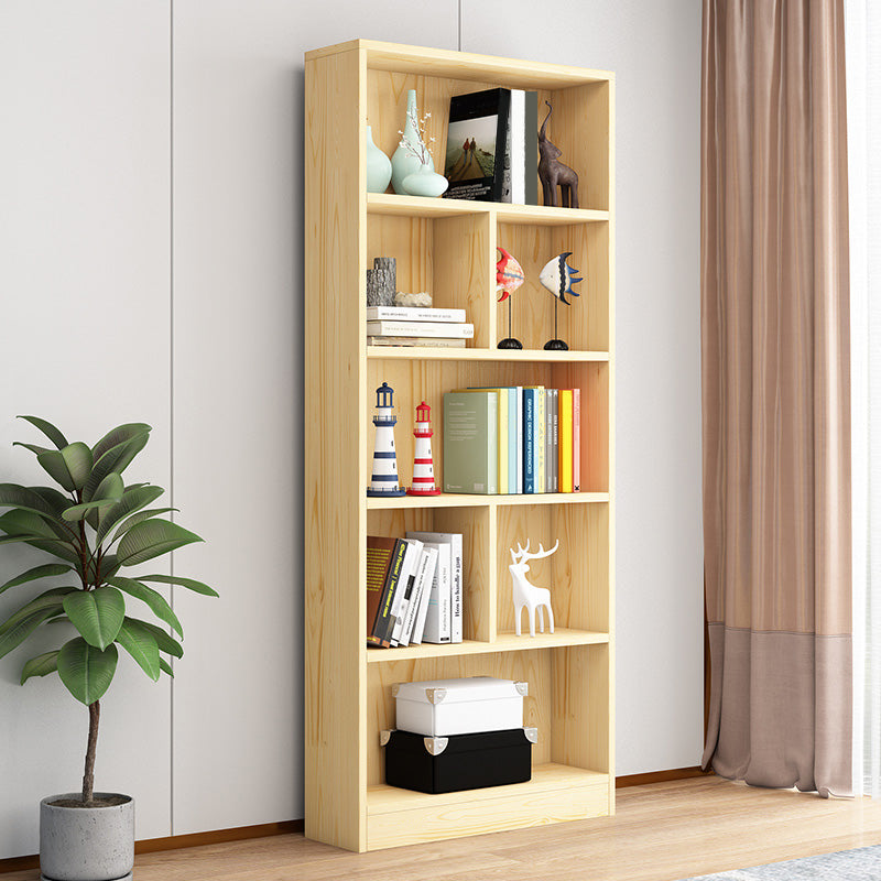 Scandinavian Solid Wood Cubby Storage Bookcase with Closed Back in Natural