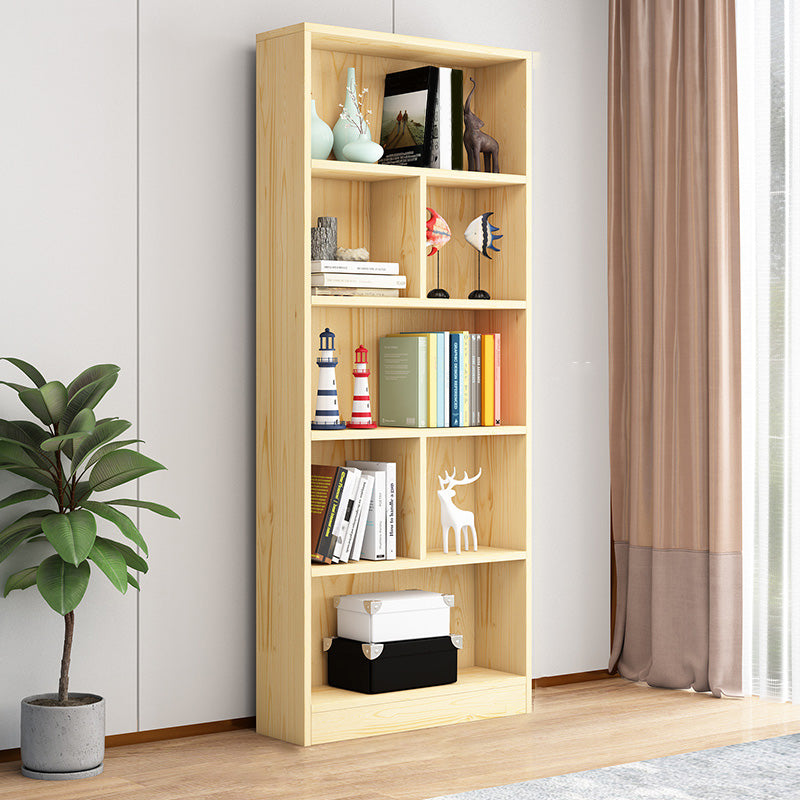 Scandinavian Solid Wood Cubby Storage Bookcase with Closed Back in Natural