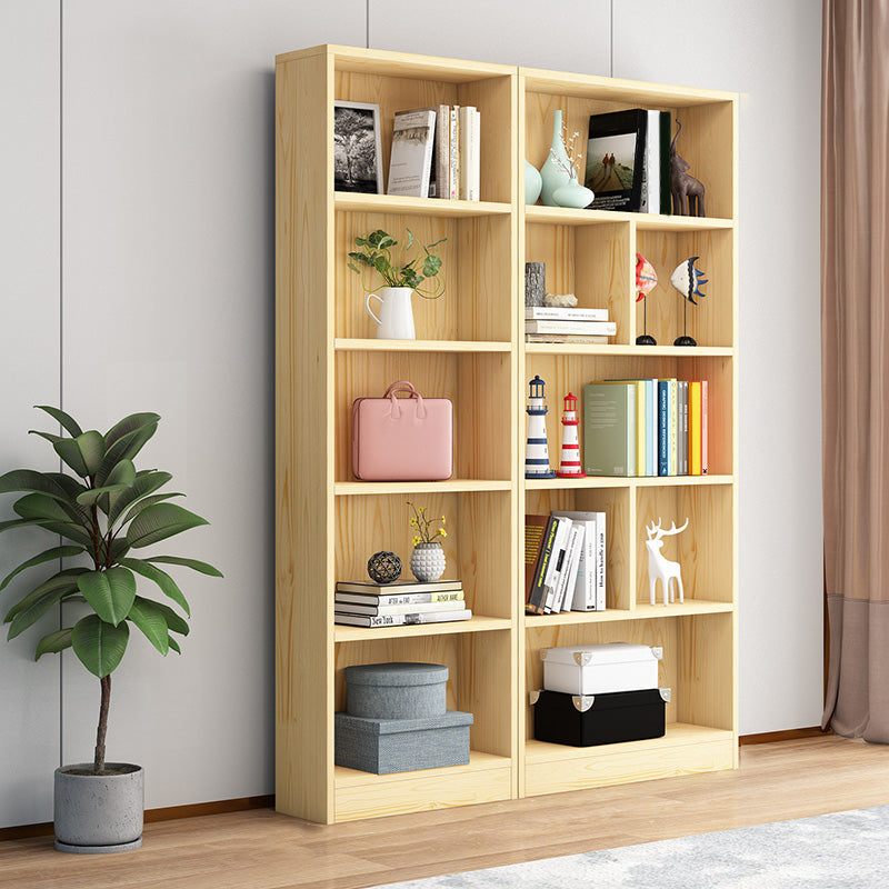 Scandinavian Solid Wood Cubby Storage Bookcase with Closed Back in Natural